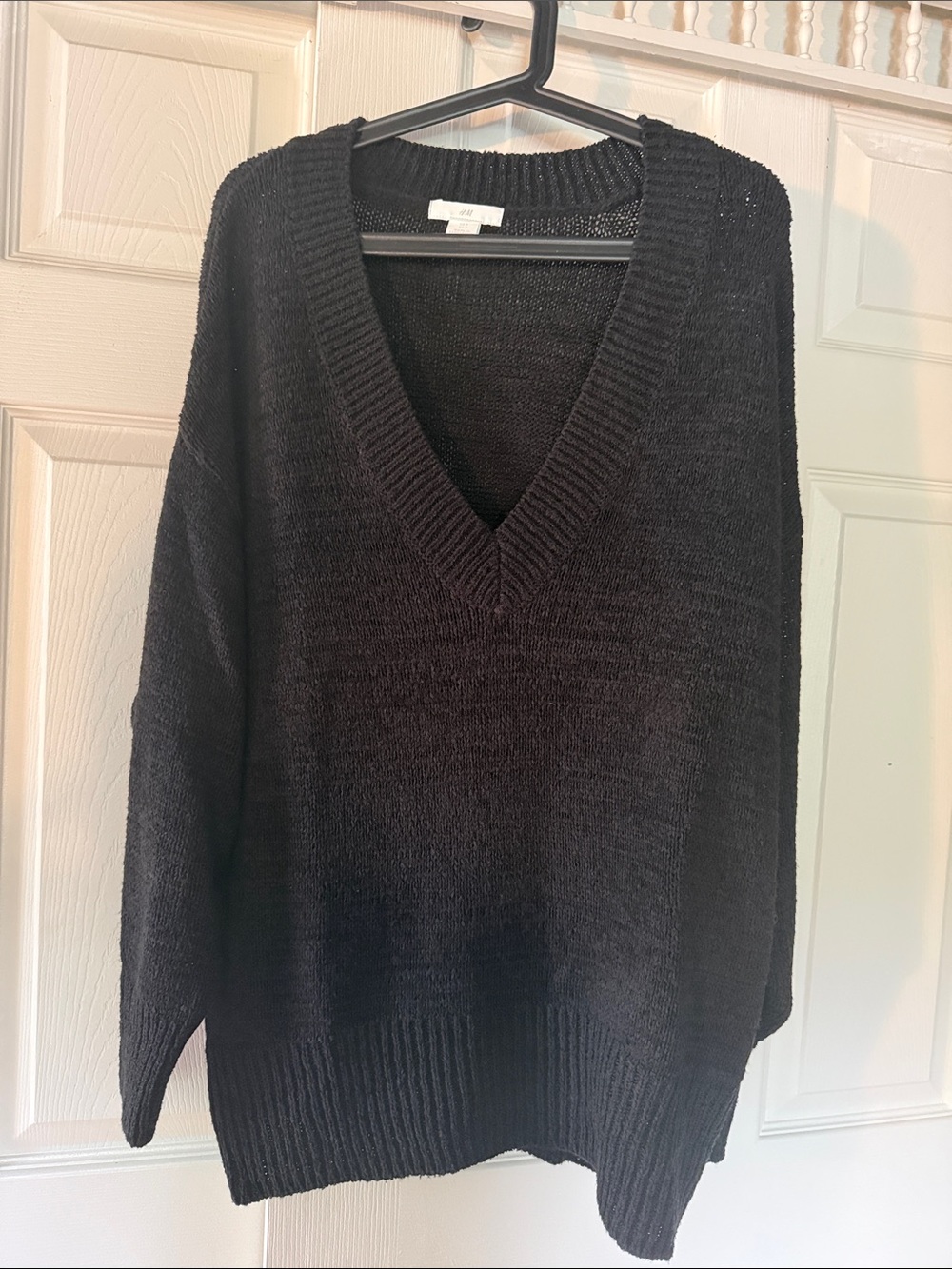 H&M Black V-Neck Oversized Knit Sweater